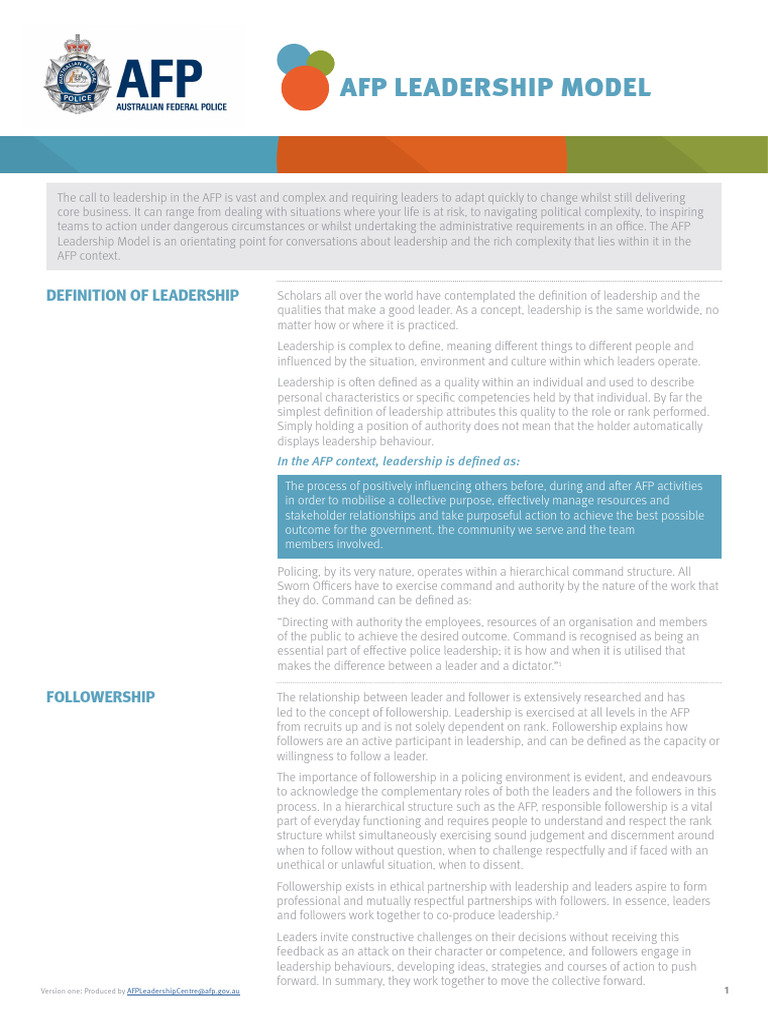 AFP Leadership Model Overview | PDF | Leadership | Competence (Human ...