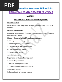 Financial Management-Juraz-Short Notes