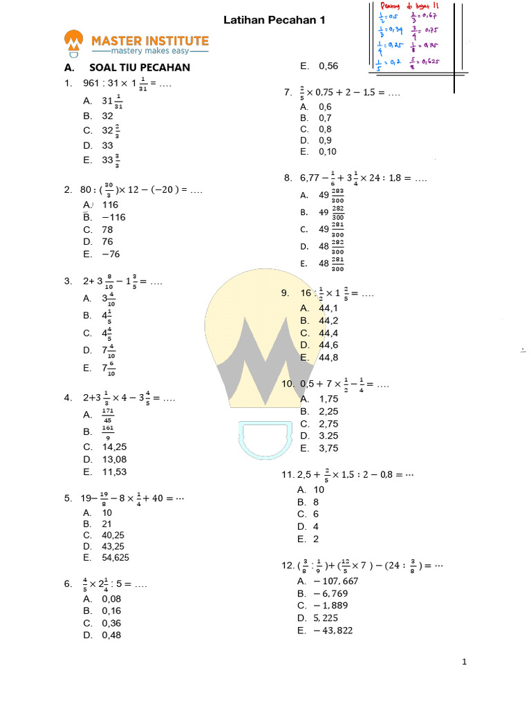 Pecahan Latihan 1 Pdf