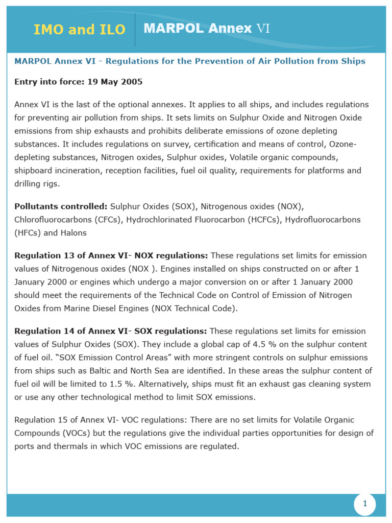 MARPOL Annex VI: Air Pollution Regulations | PDF | Technology & Engineering