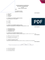 Cuestionario de Matemática