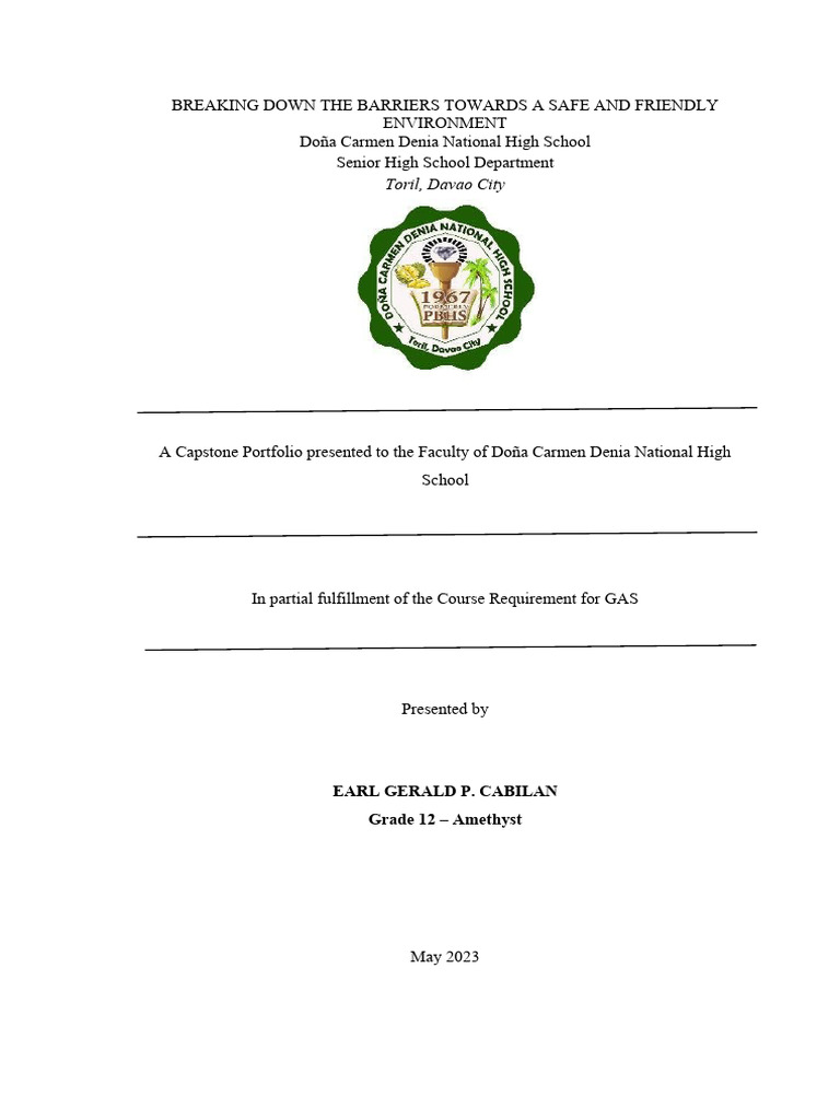 Capstone Project on Safe School Environment | PDF | Mean | Violence