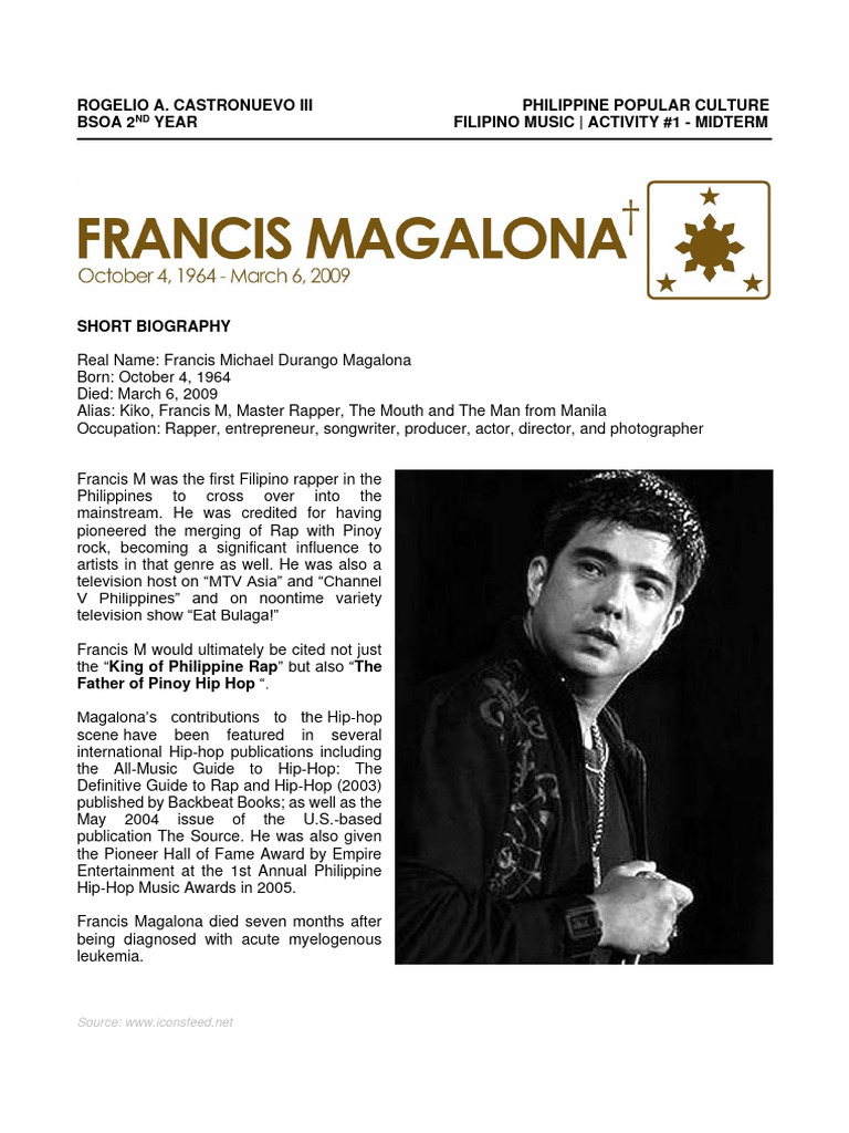 Francis Magalona: King of Filipino Rap | PDF | Performing Arts