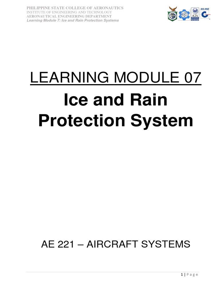 Learning Module 7 Ice and Rain Protection System PDF Ice Frost