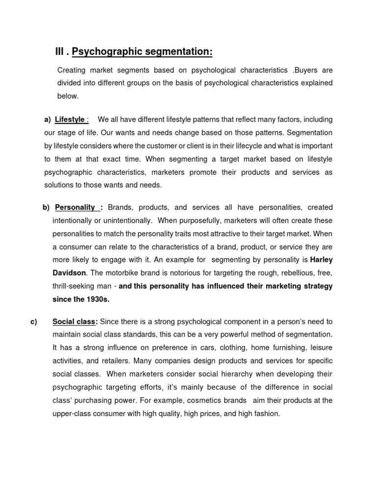 Psychographic vs. Behavioral Segmentation | PDF | Market Segmentation ...