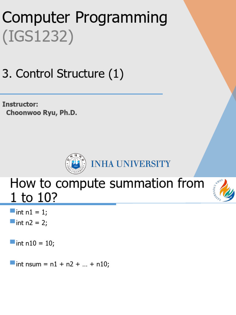 Control Structure-1 (202302IGS1232001) | PDF | Software Development ...