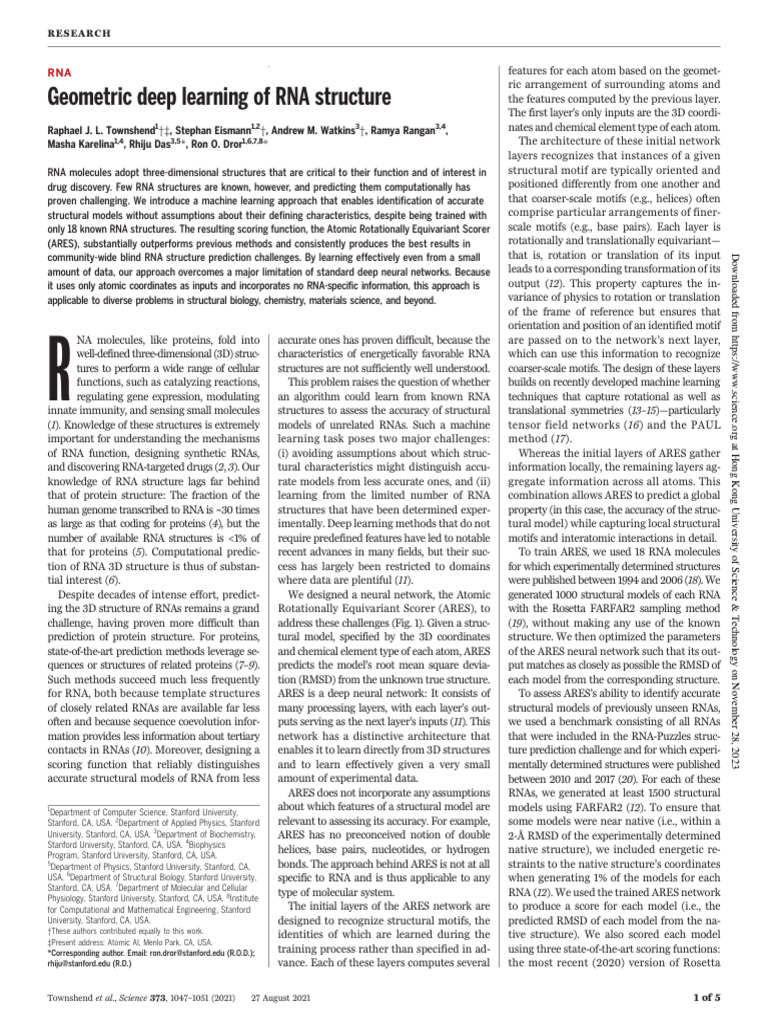 Geometric Deep Learning of RNA Structure | PDF | Rna | Deep Learning