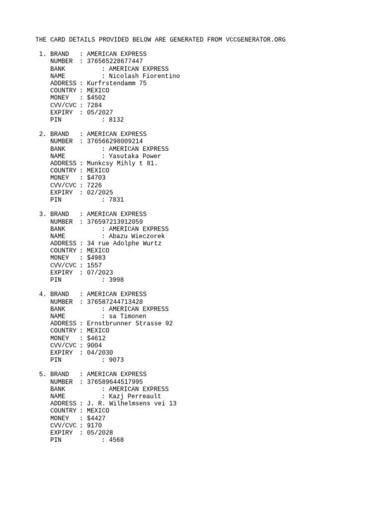 Credit card details vccgenerator org 2 pdf
