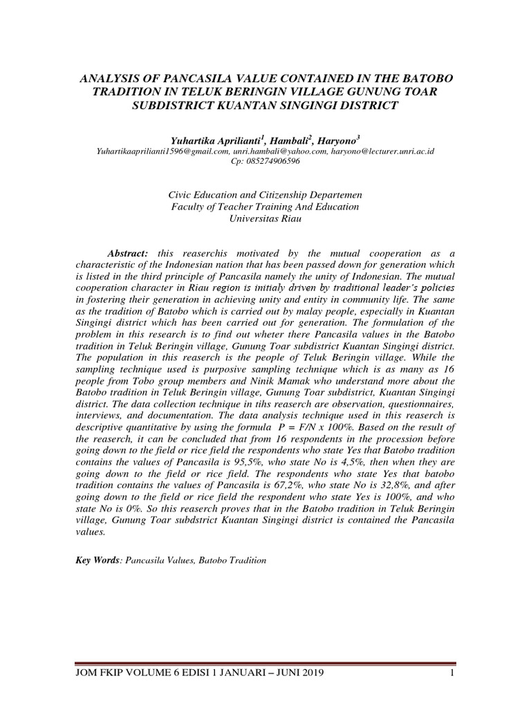 Analisis Nilai Pancasila Yang Terkandung Dalam Pdf Indonesia