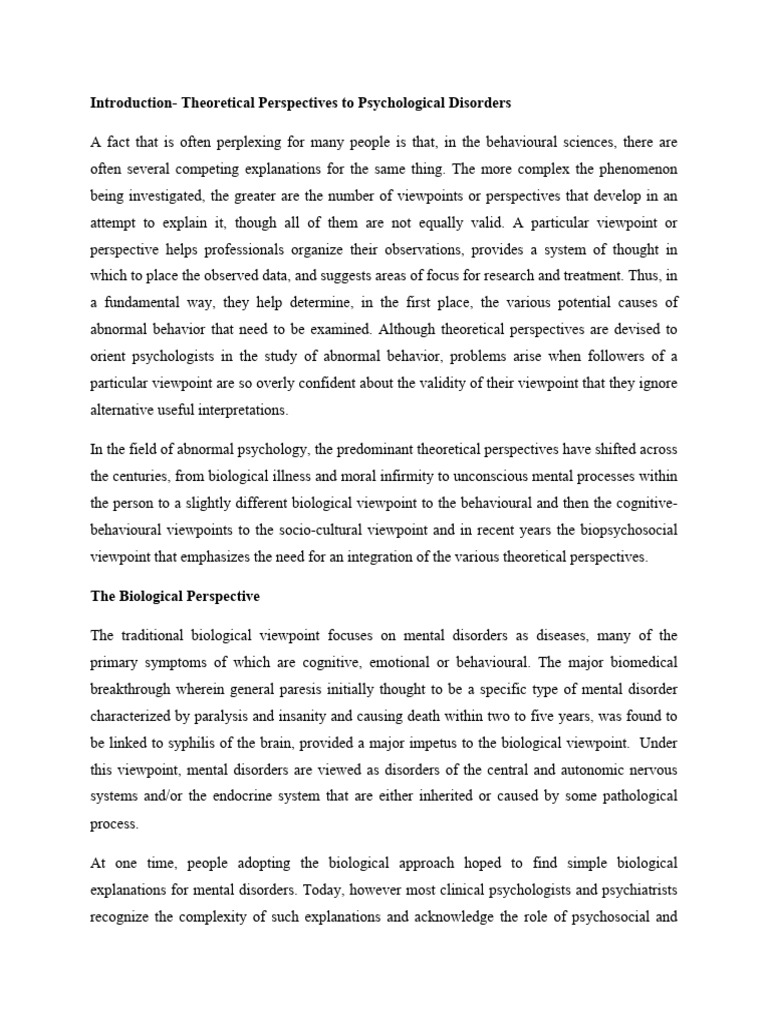 Perspectives on Psychological Disorders | PDF | Classical Conditioning ...
