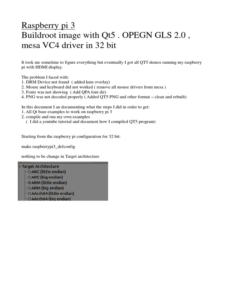 Buildroot image with qt5 opegn gls 2 0 mesa vc4 driver in 32 bit pdf