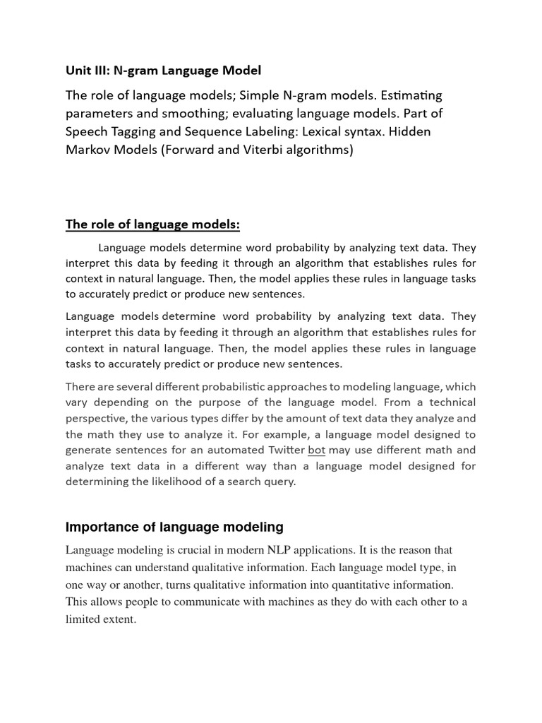 N-gram Language Models Explained | PDF | Artificial Intelligence ...