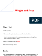 Mass, Weight and Force