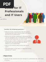 2-Ethics For IT Professionals and IT Users