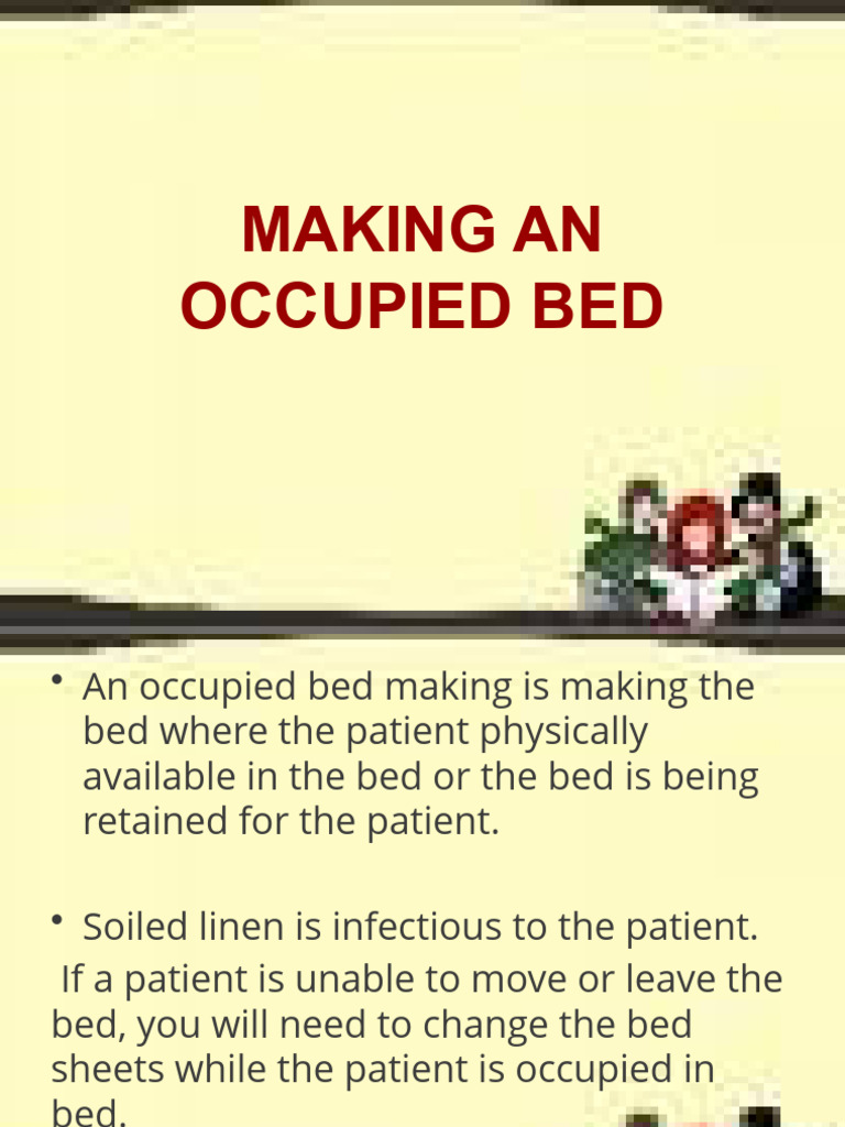 Making an occupied bed pdf bed