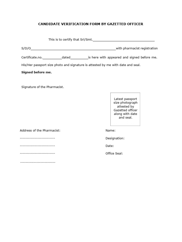 Gazetted Officer Verification Form | PDF