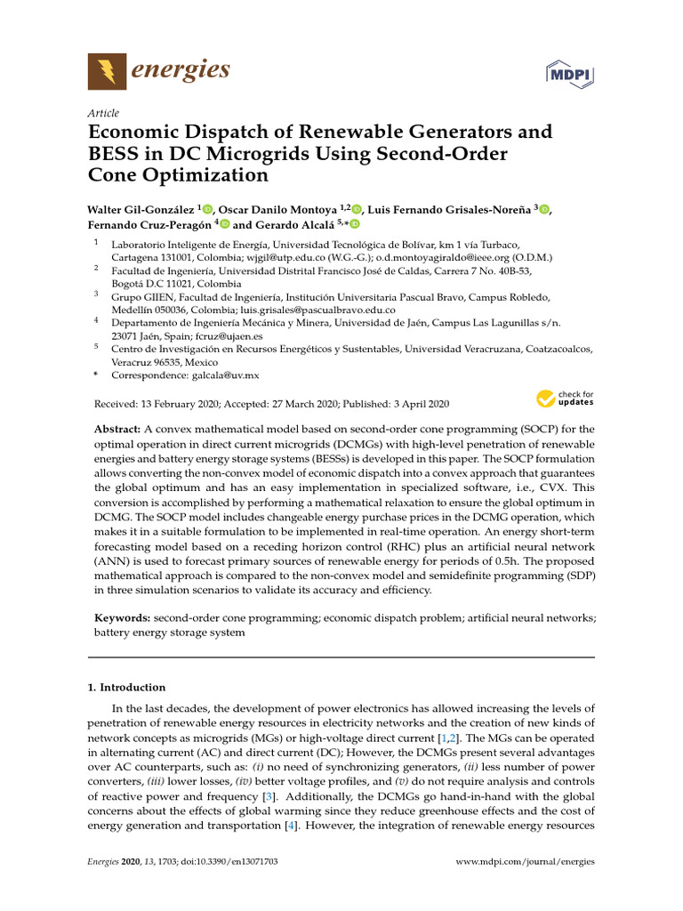 Economic Dispatch of Renewable Generators and BESS in DC Microgrids ...