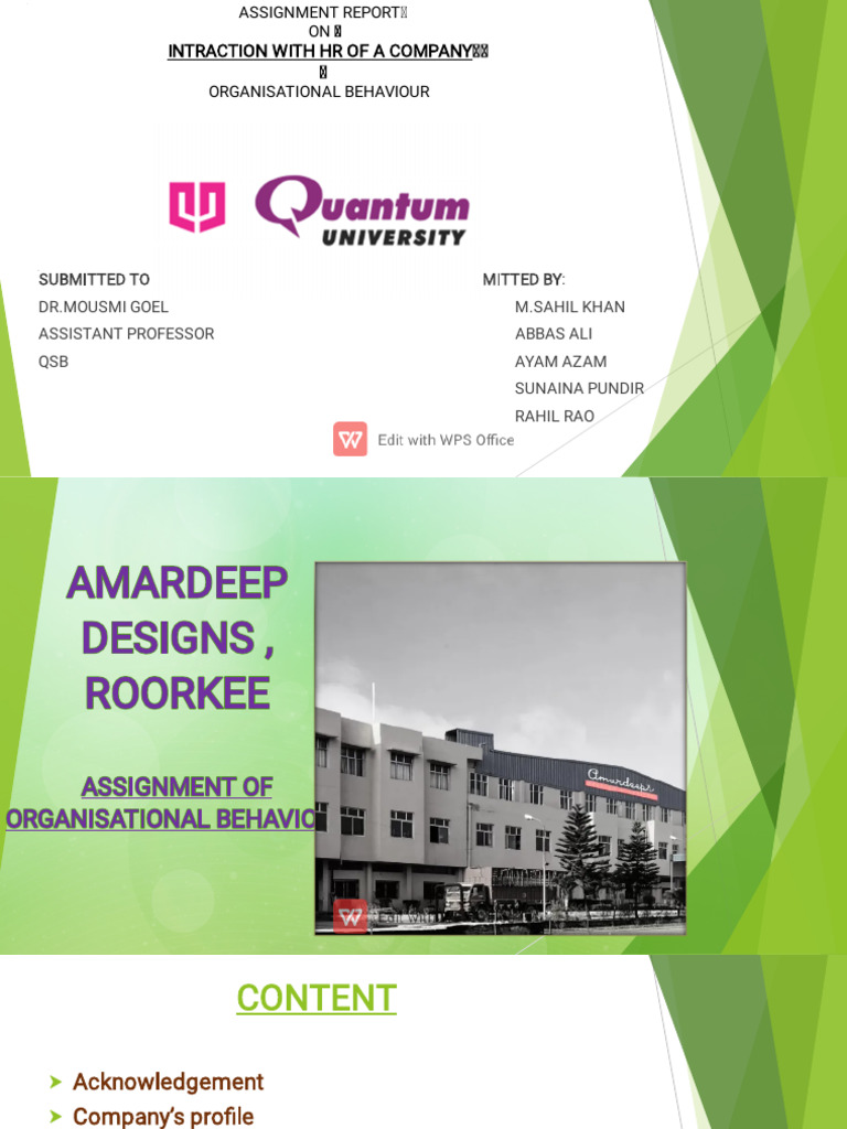 Organisational Behaviour Assignment For Company Pdf Employment