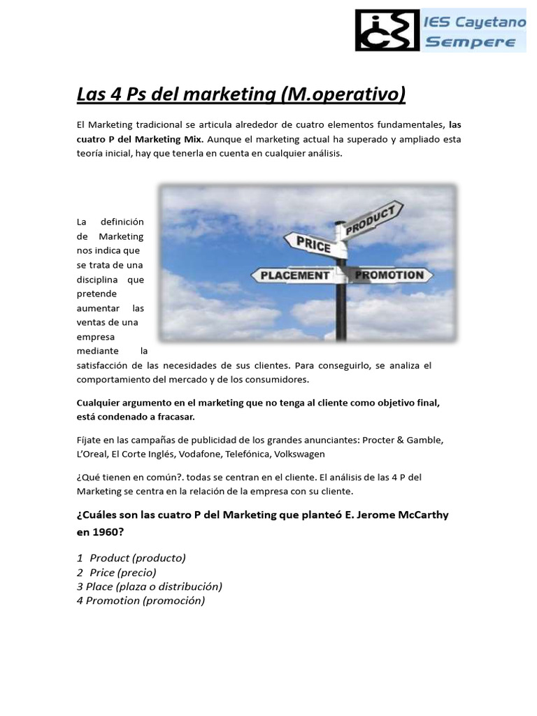 Las 4 Ps del Marketing Mix Explicadas | PDF | Marketing | Producto ...