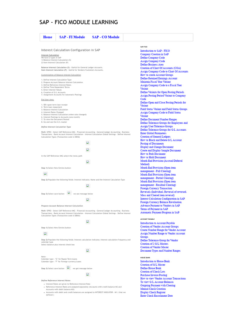 SAP FICO Interest Calculation Guide | PDF | Service Industries | Banking