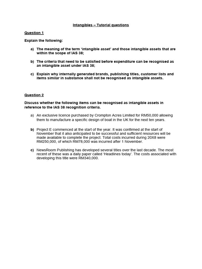 Intangible Tutorial Pdf Intangible Asset Cost