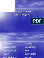 Vocabulary Level F Unit 4 Part A