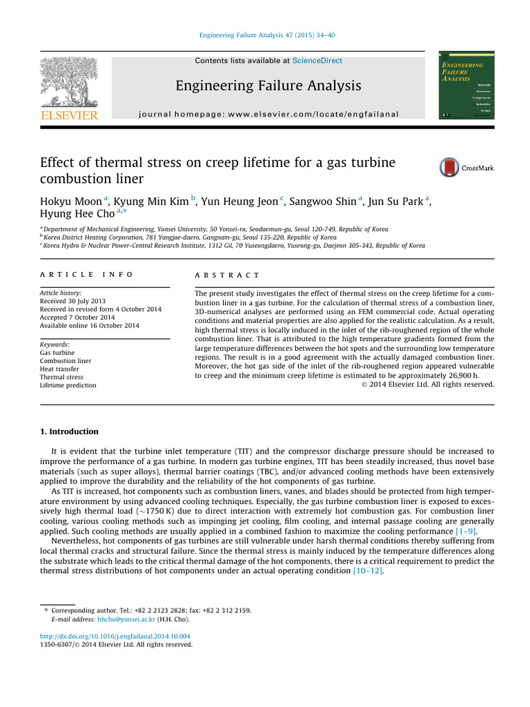 Effect of Thermal Stress On Creep Lifetime For A Gas Turbine Combustion ...
