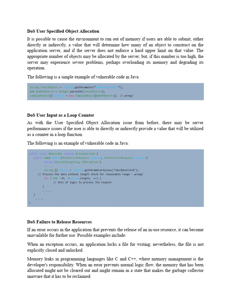 DoS User Specified Object Allocation | PDF | Denial Of Service Attack ...