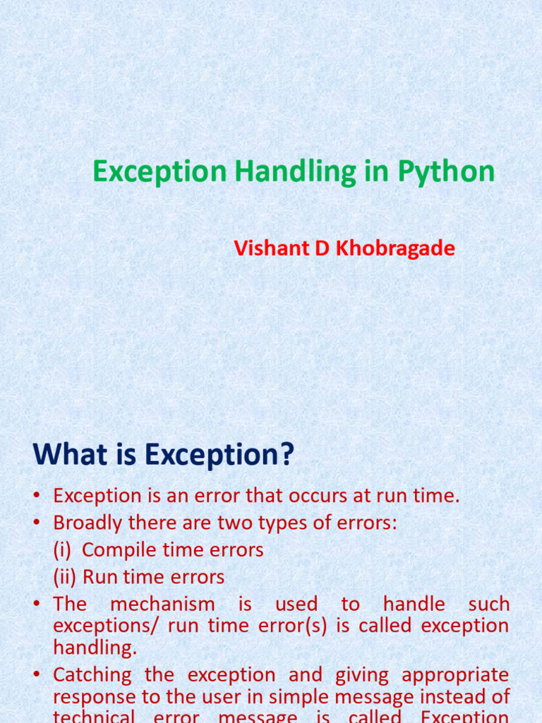 Exception Handling in Python | PDF | Computer Programming | Computer ...