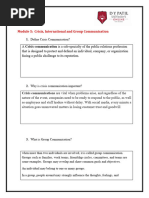 Module 5 - Assignment Crisis International Group Communication