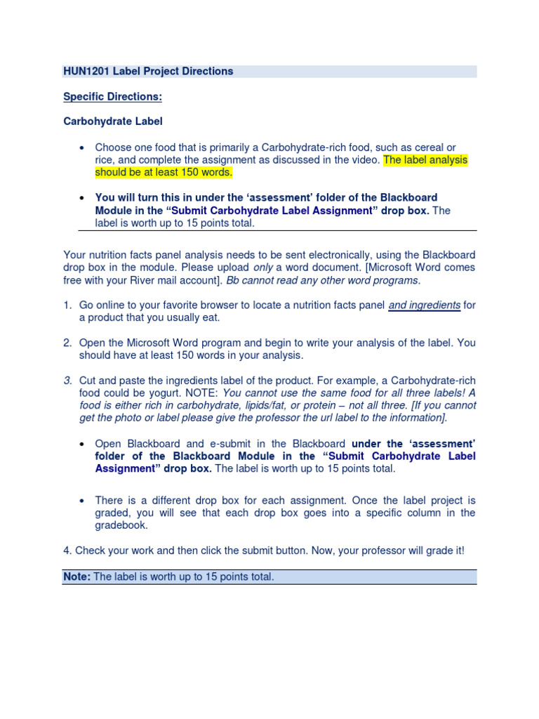 Carbohdrate Label Directions 12.1 | PDF | Foods | Nutrition Facts Label