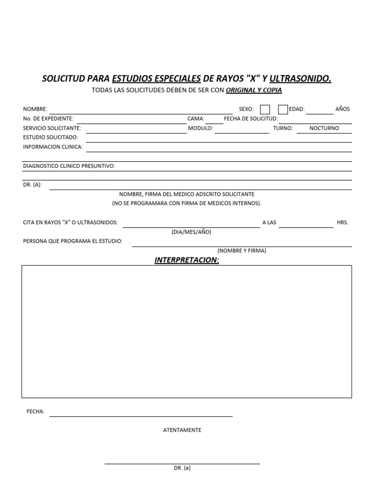 Formato Rayos X y Ultrasonido | PDF