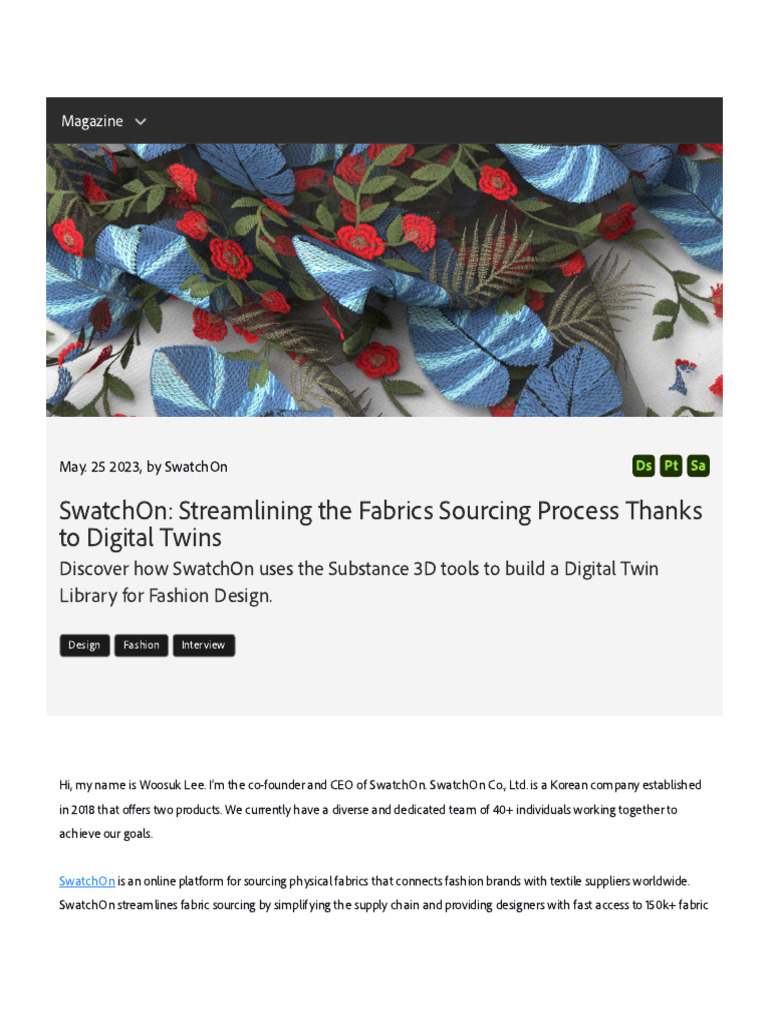 SwatchOn's Digital Twin Fabric Solutions | PDF | 3 D Computer Graphics ...