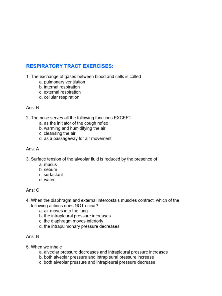Med Surg Sample Question PDF Chronic Obstructive Pulmonary