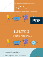 Unit I Lesson 1 What Is MTB MLE