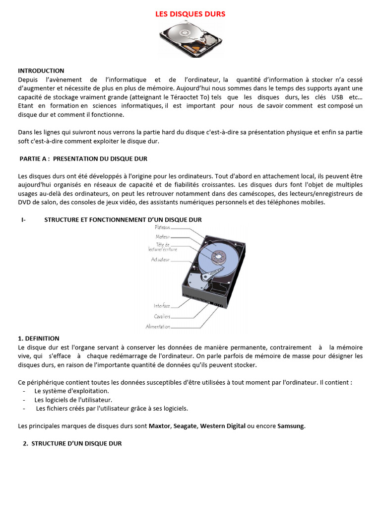 Comprendre le fonctionnement des disques durs | PDF | Disque dur ...