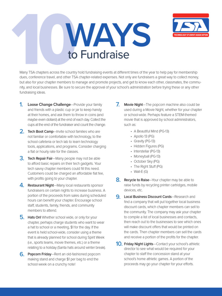 Tsa Toolkit 10 Ways To Fundraise | PDF | Career & Growth | Games ...