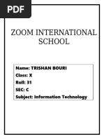 Zoom International School: Name: Trishan Bouri Class: X Roll: 31 Sec: C Subject: Information Technology