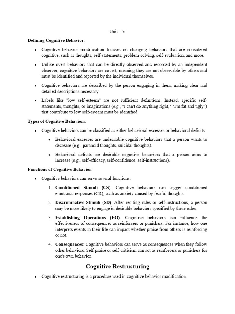 Cognitive Behavior Modification | PDF | Cognitive Therapy | Stress ...