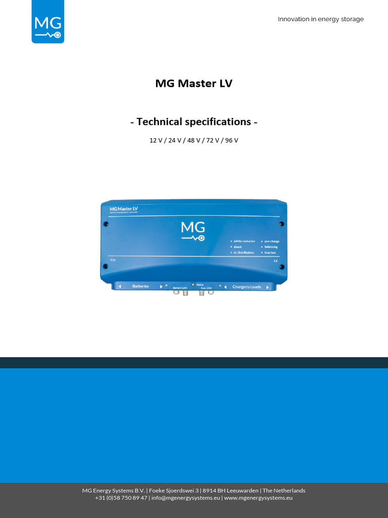 MG Master LV Technical Manual | PDF | Electric Power | Energy Storage