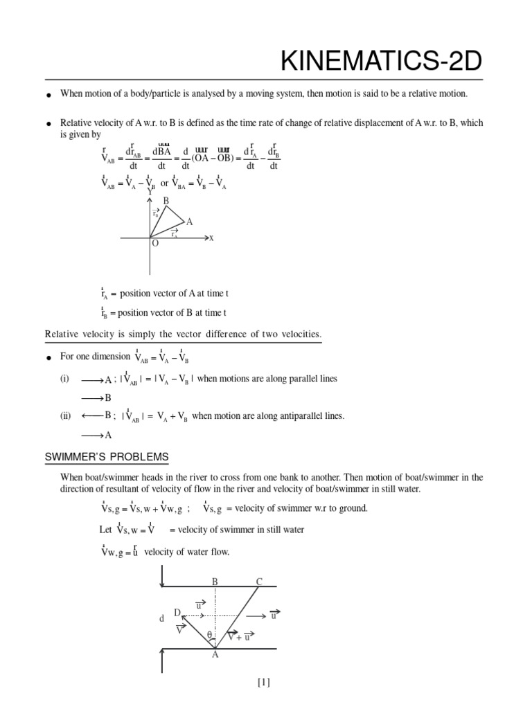 2D Kinematics and Relative Motion Formulas | PDF | Velocity | Euclidean ...