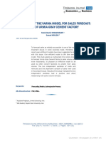 VARMA - Timisoara Journal of Economics and Business) Application of The Varma Model For Sales Forecast - Case of Urmia Gray Cement Factory