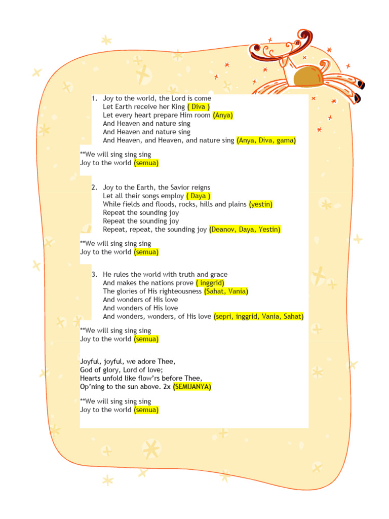 Joy To The World Lirik PDF