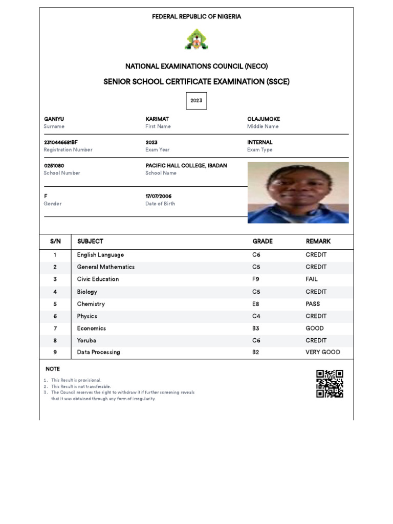 NECO Results Portal PDF