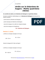 Contrôle Sur Le Théorème de Pythagore - Maths Quatrième (4ème)