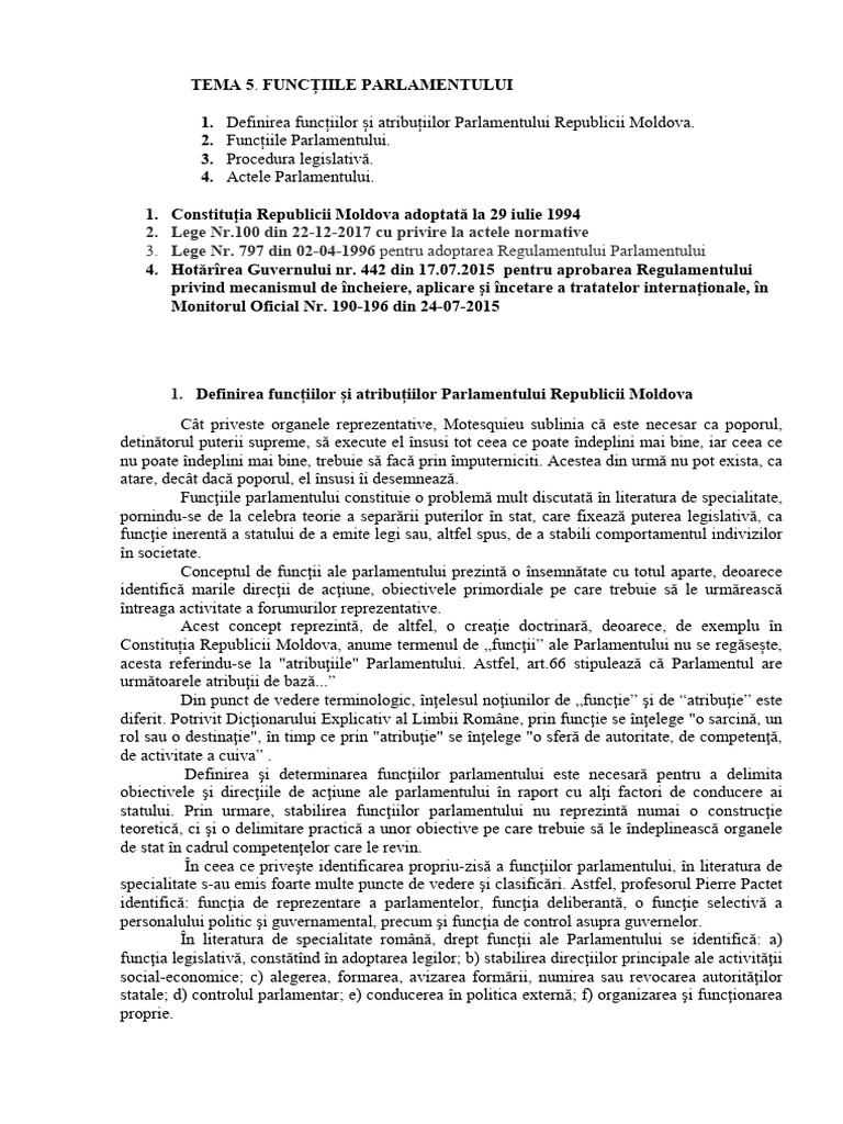 TEMA5 - Functiile - Parlament (1) | PDF