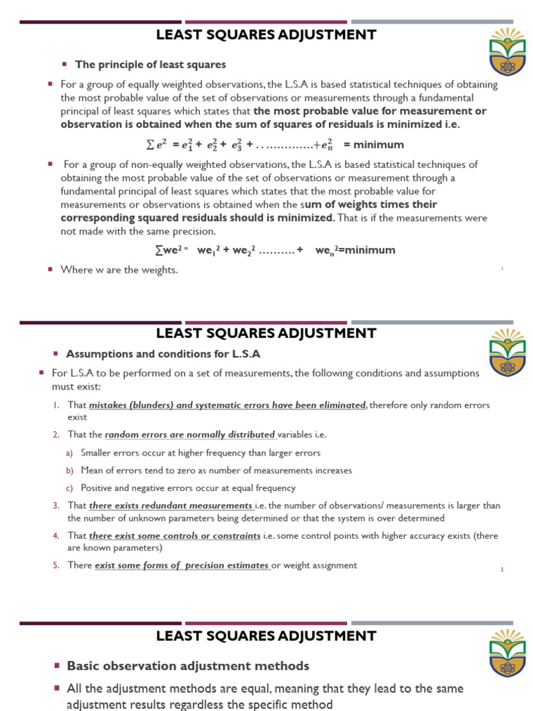 EEGI 3131-Adjustment Computations-Lesson 4 | PDF | Least Squares ...