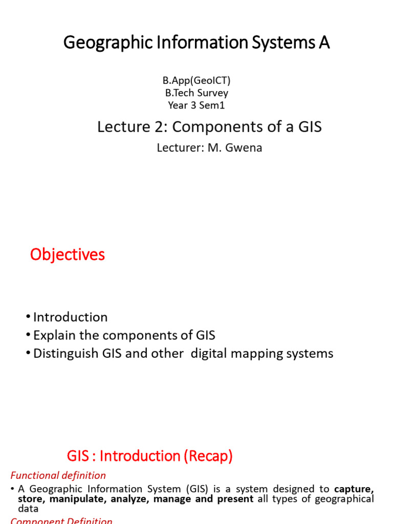 GISA Components of A GIS Lecture 2 Edited14092023 PDF