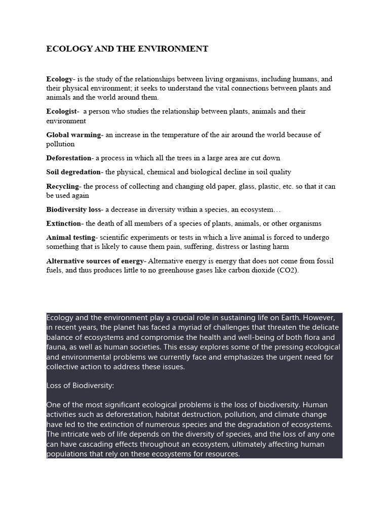 Ecological Challenges and Solutions | PDF | Climate Change | Habitat ...