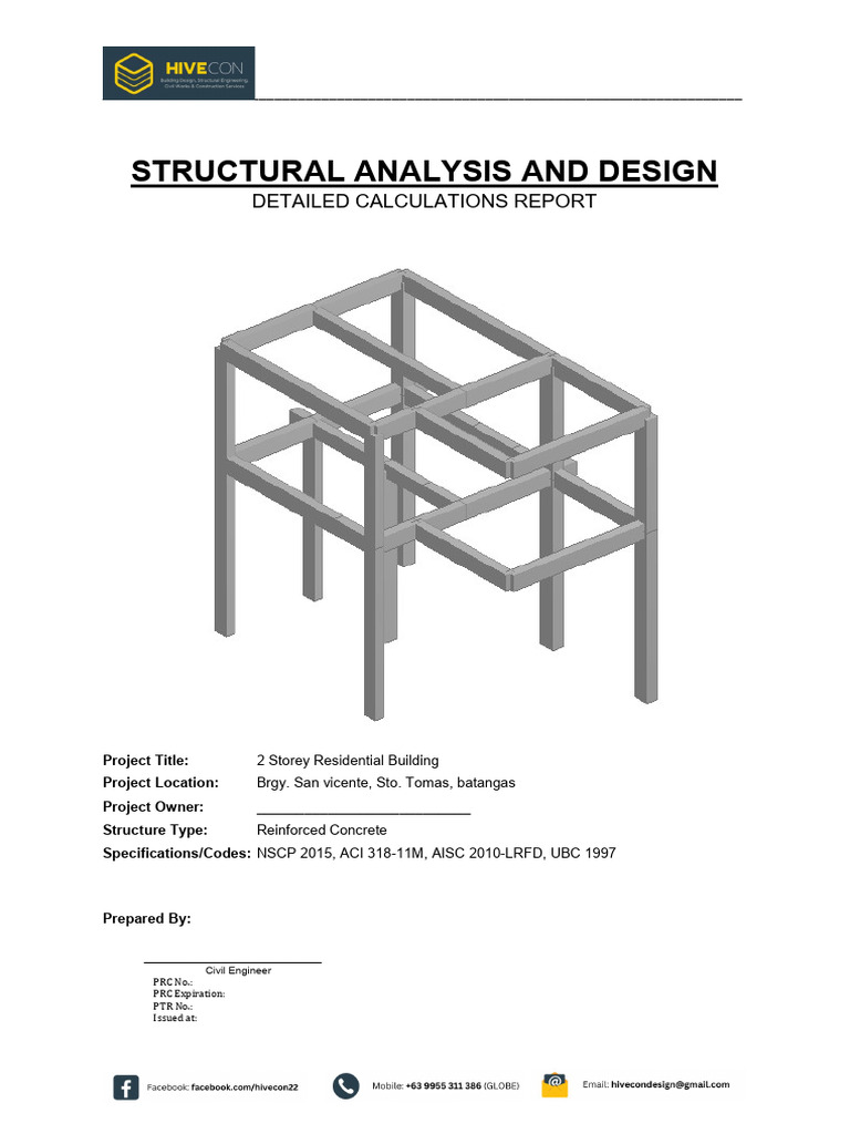 Structural Analysis & Design of 2 Storey Residential Building | PDF ...
